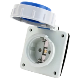 TRACON Beépíthető csatlakozóaljzat, oldalsó védőérintkezővel, kerek 2P+F