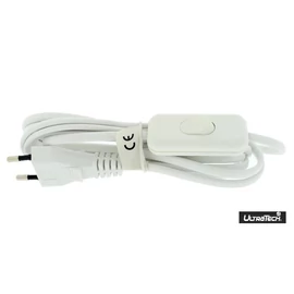 UT-C123WH ● Zsinórközi kapcsoló, 2,5m vezetékkel, fehér, 2x0,75mm2, H03VVH2-F kábellel