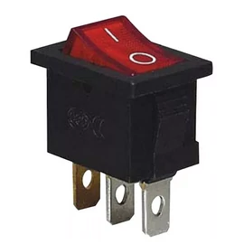 Készülékkapcsoló, BE-KI, piros-világító (0-I felirat)