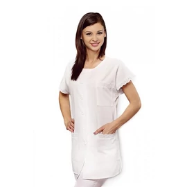 Női köpeny, gallér nélkül, csipke díszítéssel - fehér