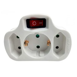 UT-AD153WH ● 3 dugaljzatos elosztó kapcsolóval, középső dugaljzat védőérintkezővel, fehér