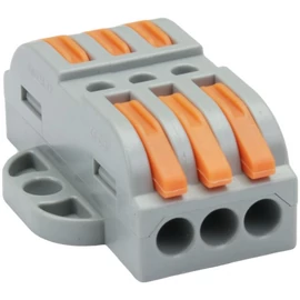 Csavar nélküli vezetékösszekötő, toldó, nyitható 3-as