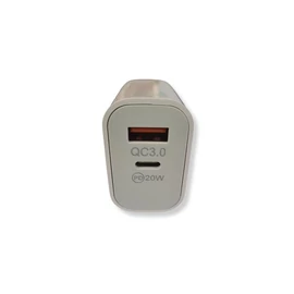 Gyorstöltő adapter, 2 port (USB-A, Type C), 38W