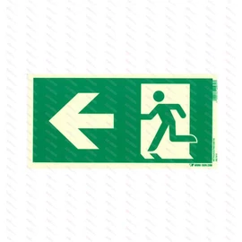 Menekülési út balra (ISO) 297x148mm UTM utánvilágító pvc tábla