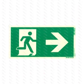 Menekülési út jobbra (ISO) 297x148mm UTM utánvilágító PVC tábla