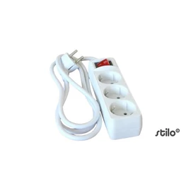 Hosszabbító 3db aljzat, 3fm vezetékkel, kapcsolóval, 3x1,5 mm2, fehér