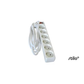 Hosszabbító 6db aljzat, 3fm vezetékkel, kapcsolóval, 3x1,5 mm2, fehér