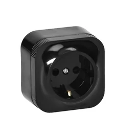 Falon kívüli szerelhető dugalj, fekete, 2P+F,16A, 230V, IP20