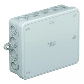 Doboz fk. szögl. 100x130x42 üres patt.teli tető szürke IP55 A18 VBS