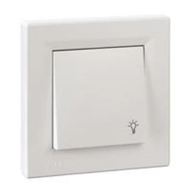Asfora N101 (egypólusú) nyomókapcsoló Kerettel Lámpajeles IP44 Fehér