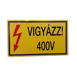 Matrica (Vigyázz! 400V) sárga alapon 10x6cm