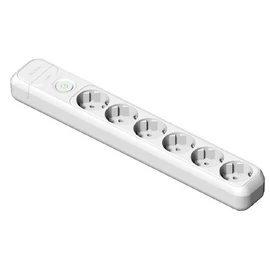 FAMATEL Földelt szerelhető elosztó hatos, kapcsolóval, fehér, 16A-250V