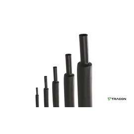 TRACON Zsugorcső, vékonyfalú, 2:1 zsugorodás, fekete 9,5/4,8mm