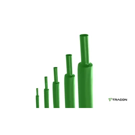 TRACON Zsugorcső, vékonyfalú, 2:1 zsugorodás, zöld/sárga 9,5/4,8mm