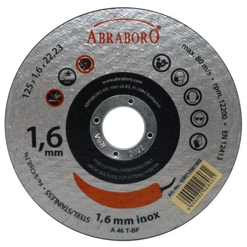 ABRABORO Fémvágótárcsa + inox chili 125x1,6x22mm A46