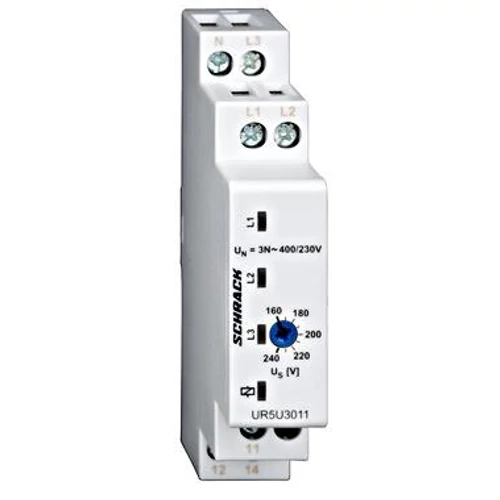 Feszültségfelügyeleti relé 3fázisú, 3x400/230VAC, 1v, 5A,1KE