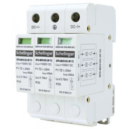 3P Túlfeszültség levezető "C" 20kA 1000V/DC