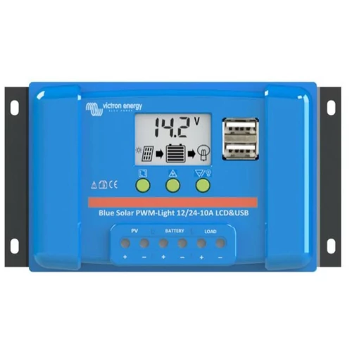 Victron Energy BlueSolar PWM-LCD&USB 12/24V-20A 12V / 24V 20A napelemes töltésvezérlő