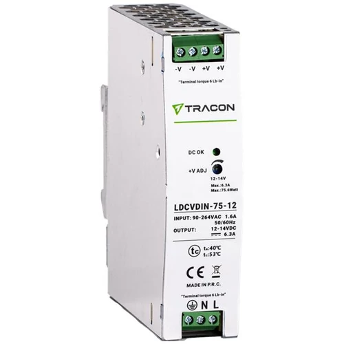DIN sínre szerelhető tápegység szabályozható DC kimenettel 6,3A 75W DC12V