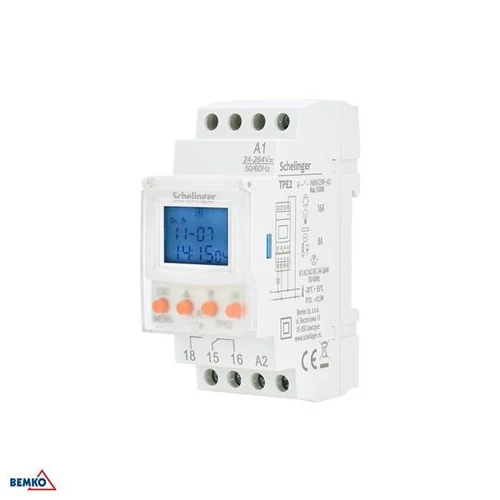 Időzítő Elektronikus - sínre pattintható Schelinger 16(8)A max 3500W
