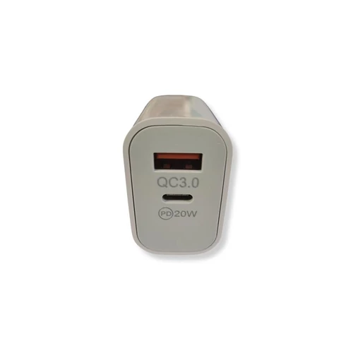 Gyorstöltő adapter, 2 port (USB-A, Type C), 38W