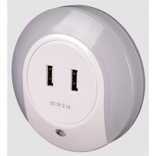 Éjszakai fény érzékelővel 230VAC, 50Hz, 0,4W, 8lm, CDS, 2xUSB