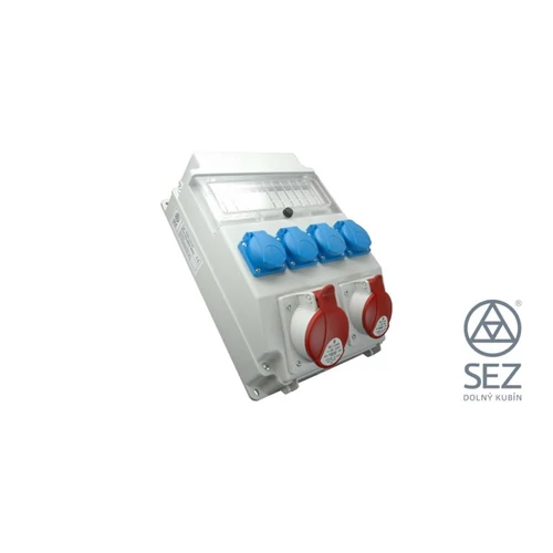SEZ - Szerelt ipari doboz fali 2x5P 16A+4X2P+F alj vezetékkel előszerelt