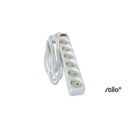 Hosszabbító 6db aljzat, 3fm vezetékkel, kapcsolóval, 3x1,5 mm2, fehér