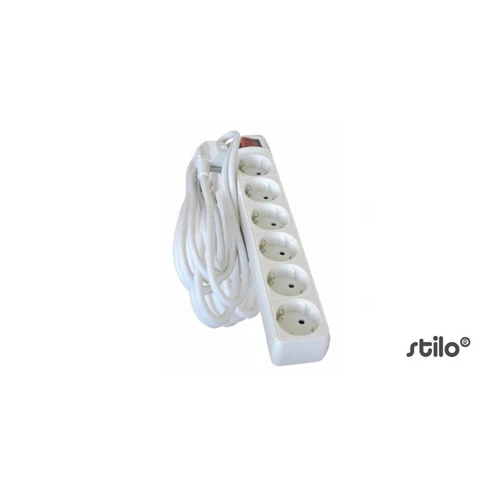 Hosszabbító 6db aljzat, 5fm vezetékkel, kapcsolóval, 3x1,5 mm2, fehér