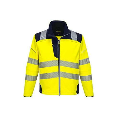 T402 - Vision Hi-Vis softshell kabát - sárga / tengerészkék
