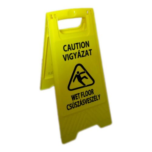 W0020 - Csúszásveszély figyelmeztető tábla, magyar felirattal - sárga