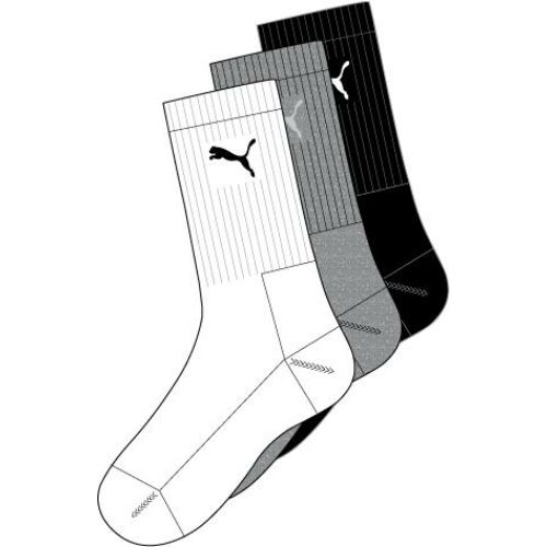 Puma Sport zokni - 3pár/csomag - fehér-szürke-fekete