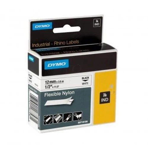 Dymo kazetta ID1-es Nylon szalag 12mmx3,5m fekete/fehér 18758 Dymo