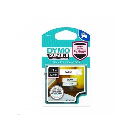 Dymo kazetta D1-es TARTÓS 12mmx5,5m fekete/fehér
