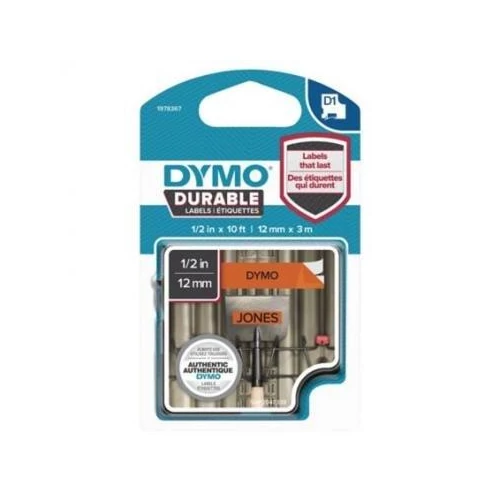 Dymo kazetta D1-es TARTÓS 12mmx3m fekete/narancs