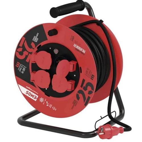 Kábeldobos hosszabbító 25m GT 3x2,5mm2 4x2P+F aljzat, IP44 16A H05RR-F3G