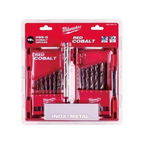 Fúrókészlet Red Cobalt HSS-G 19db-os 1,0-10,0-ig szett Milwaukee