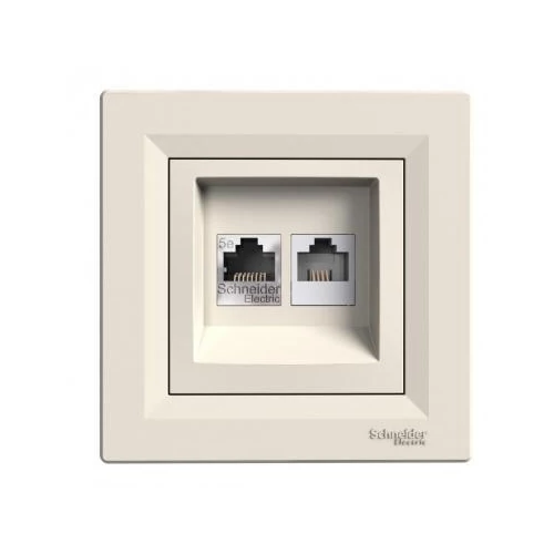 Asfora RJ45+RJ12 (Internet) aljzat UTP CAT5e Bézs