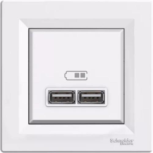 ASFORA Dupla USB töltő, 2.1A, fehér