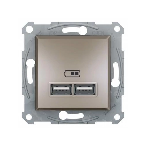 ASFORA Dupla USB töltő, 2.1A, bronz