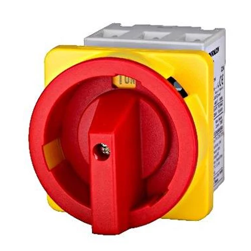Vész- ki Főkapcsoló beép. 32A 12,5kW 3P 0-1 piros/sárga lakatolható Schrack
