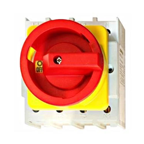 Vész- ki Főkapcsoló beép. 63A 22kW 4P 0-1 piros/sárga lakatolható Schrack