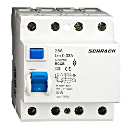Fi relé 4P 25A 30mA (AC) AMPARO 4 MOD.