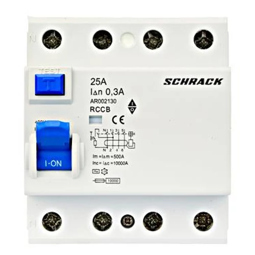 Fi relé 4P 25A 300mA AMPARO "AC" 4 MOD.
