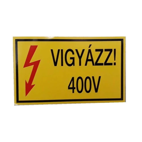 Matrica (Vigyázz! 400V) sárga alapon 10x6cm