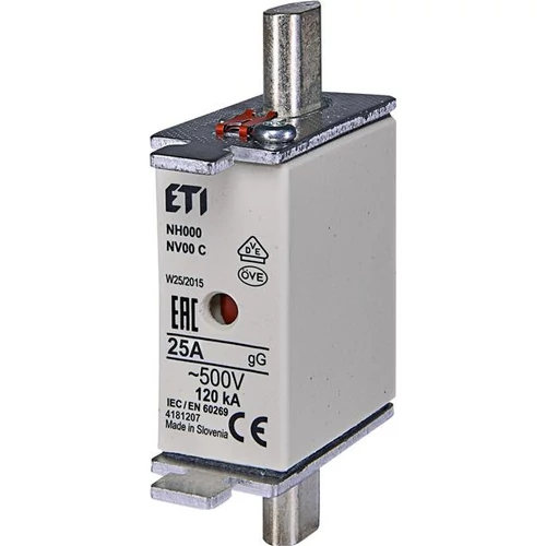 ETI Késes Biztosíték KOMBI NH000/00 gG 25A/500V